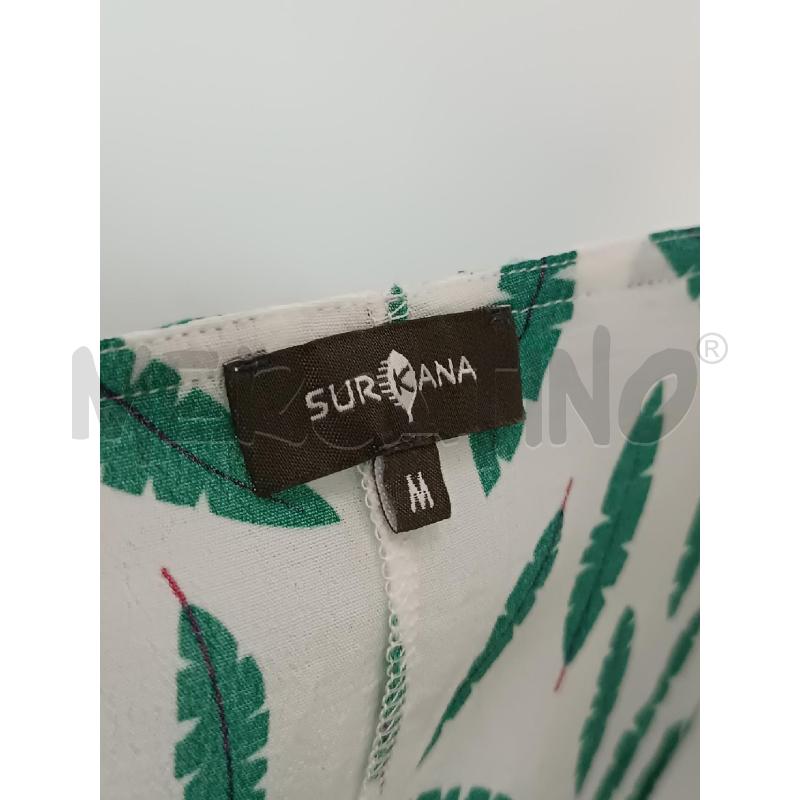 VESTITO DONNA SURKANA BIANCO FOGLIE VERDE  | Mercatino dell'Usato Torino tenivelli 4