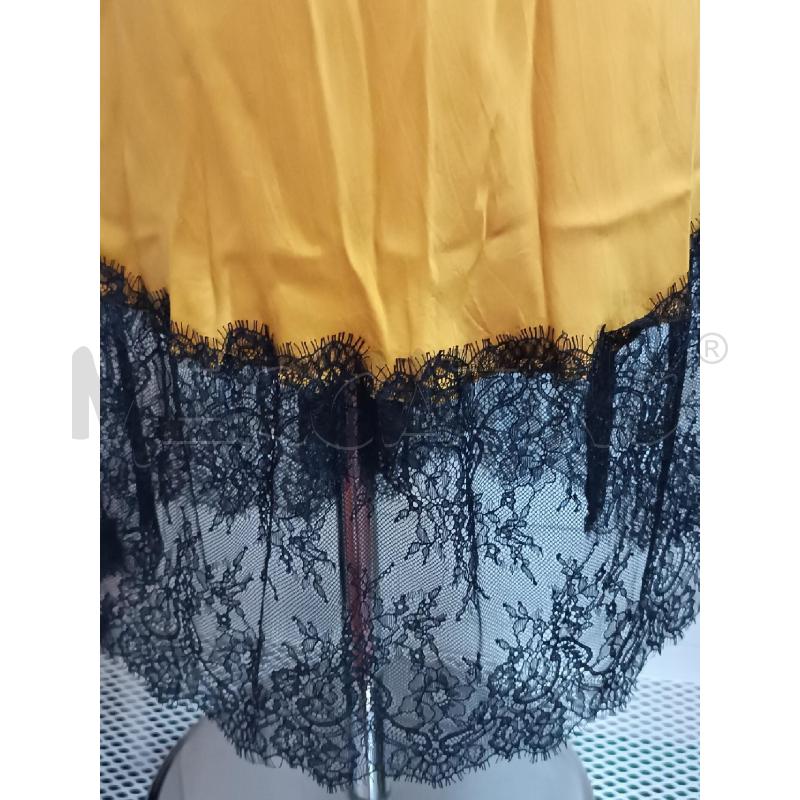VESTITO DONNA TWINSET GIALLO SENAPE SATINATO BRETELLE INSERTO PIZZO NERO  | Mercatino dell'Usato Torino tenivelli 3