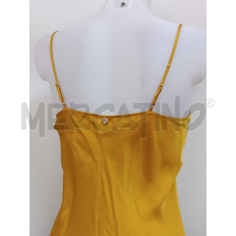 VESTITO DONNA TWINSET GIALLO SENAPE SATINATO BRETELLE INSERTO PIZZO NERO  | Mercatino dell'Usato Torino tenivelli 4