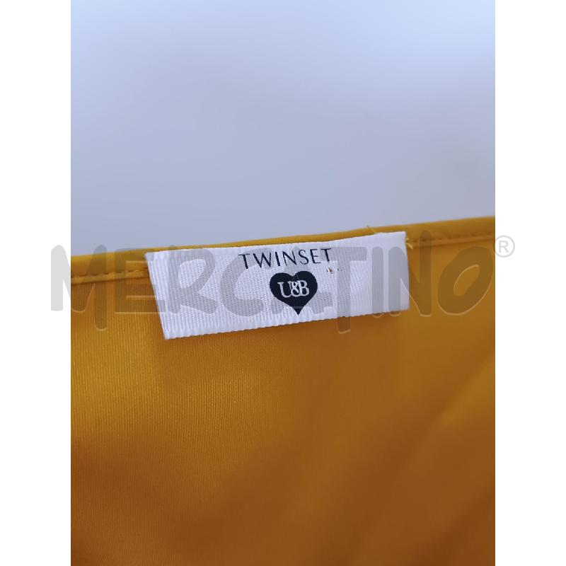 VESTITO DONNA TWINSET GIALLO SENAPE SATINATO BRETELLE INSERTO PIZZO NERO  | Mercatino dell'Usato Torino tenivelli 5