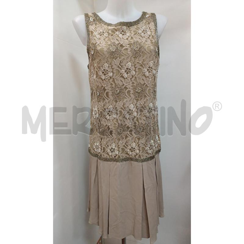 VESTITO DONNA TWIN SET SMANICATO PIZZO E PERLINE BEIGE  | Mercatino dell'Usato Torino tenivelli 1