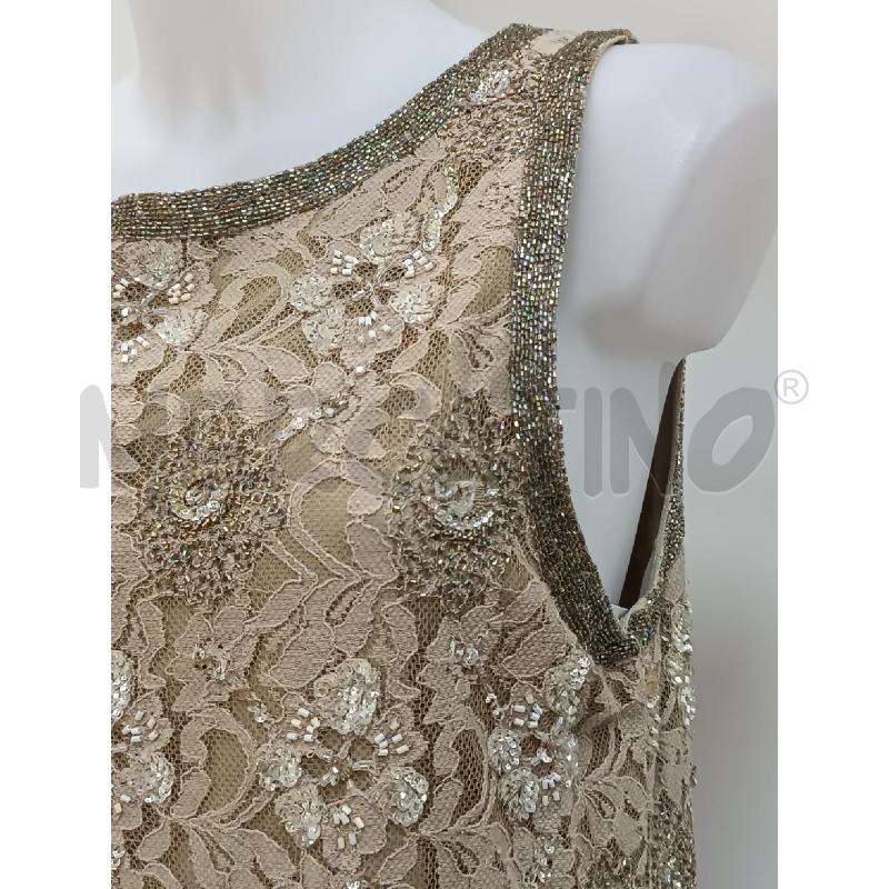 VESTITO DONNA TWIN SET SMANICATO PIZZO E PERLINE BEIGE  | Mercatino dell'Usato Torino tenivelli 2