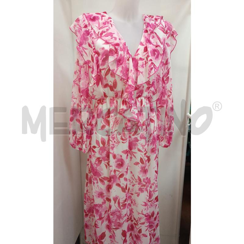 VESTITO DONNA ZARA BIANCO FLOREALE ROSA MANICA LUNGA  | Mercatino dell'Usato Torino tenivelli 1