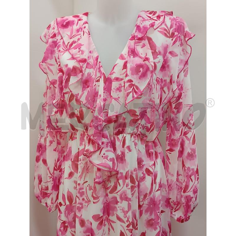 VESTITO DONNA ZARA BIANCO FLOREALE ROSA MANICA LUNGA  | Mercatino dell'Usato Torino tenivelli 2