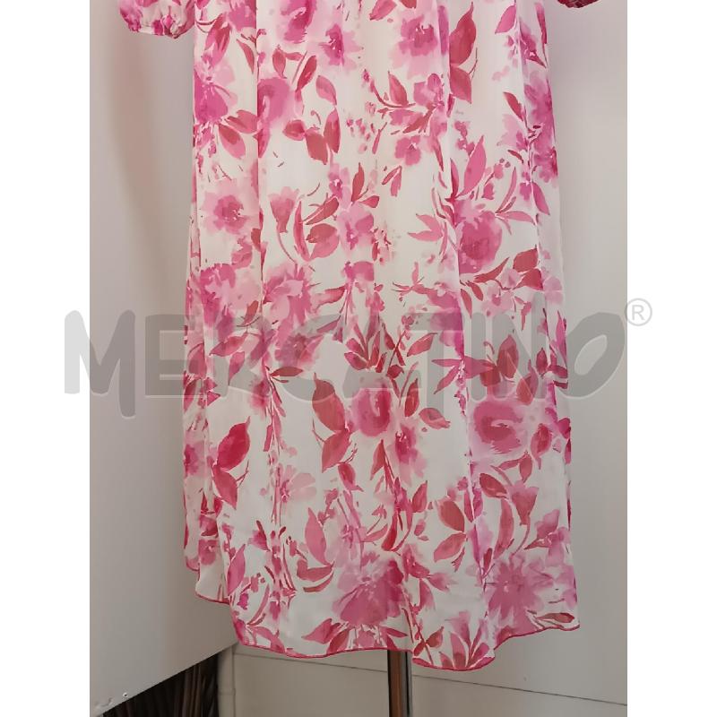VESTITO DONNA ZARA BIANCO FLOREALE ROSA MANICA LUNGA  | Mercatino dell'Usato Torino tenivelli 3