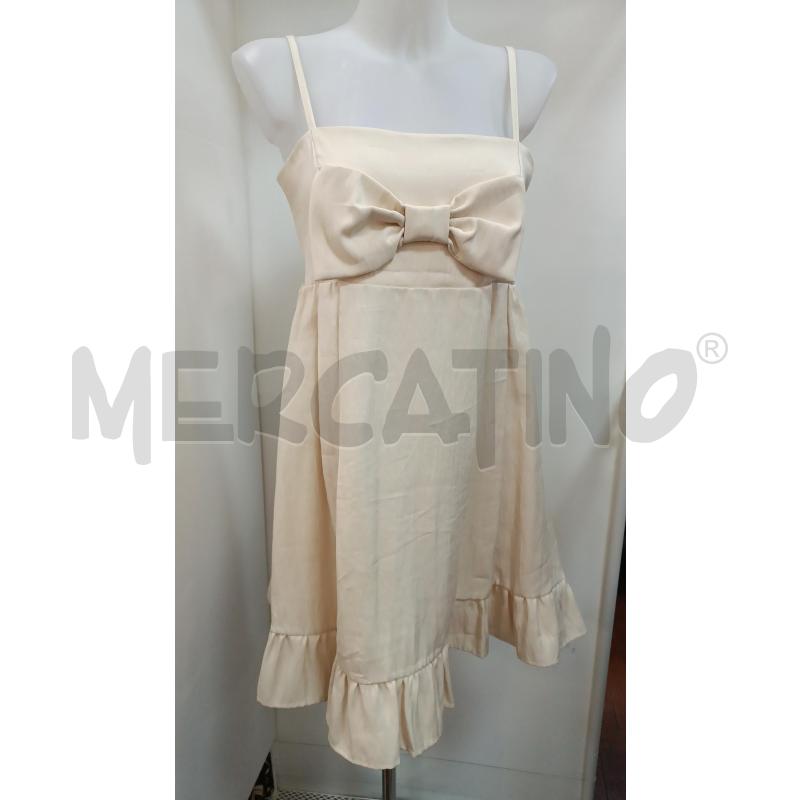 VESTITO DONNA ZIMO BRETELLE BEIGE LUCCICANTE FIOCCO  | Mercatino dell'Usato Torino tenivelli 1