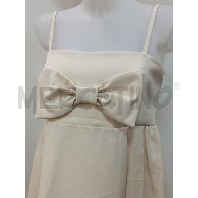 VESTITO DONNA ZIMO BRETELLE BEIGE LUCCICANTE FIOCCO  | Mercatino dell'Usato Torino tenivelli 2