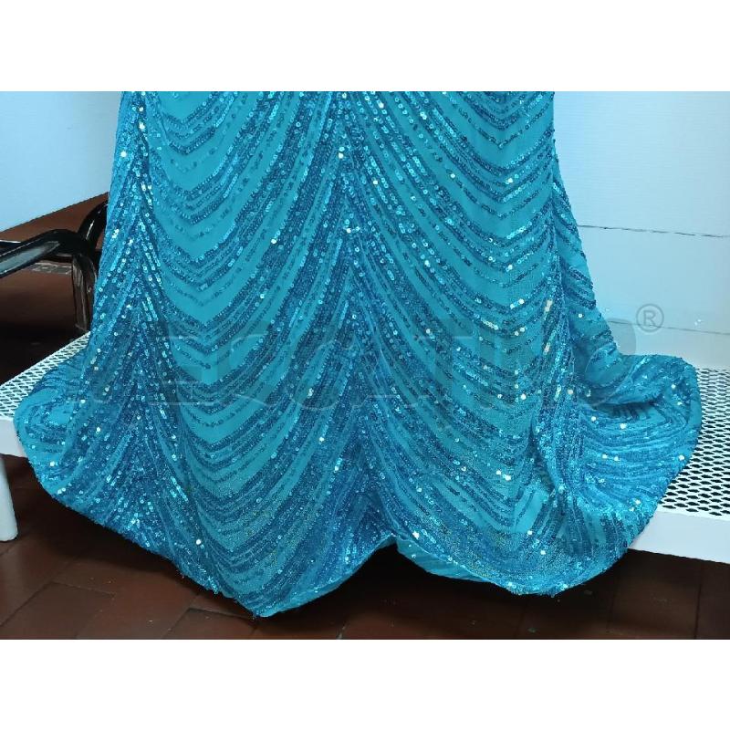 VESTITO LUNGO DONNA FRACOMINA BLU PAILLETTES + SCIALLA DA SPALLA  | Mercatino dell'Usato Torino tenivelli 4