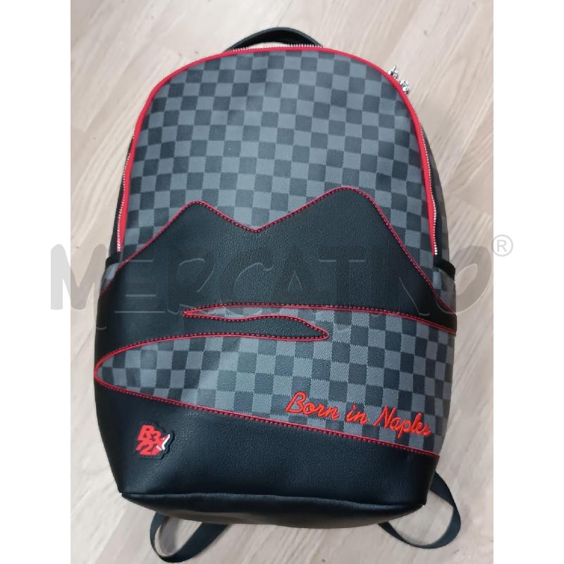 ZAINO R372 GRIGIO SCACCHI GRIGIO NERO ZIP ROSSO  | Mercatino dell'Usato Torino tenivelli 1