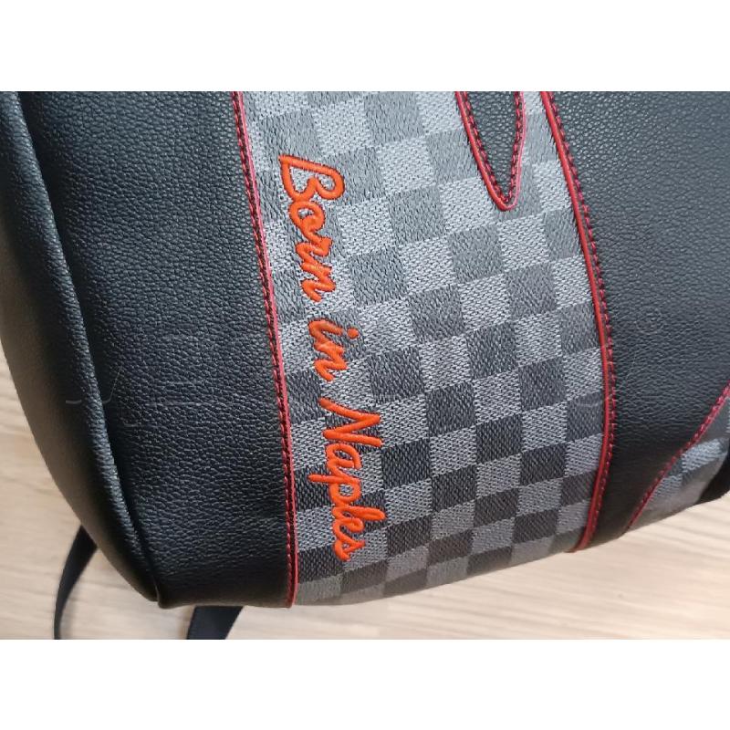 ZAINO R372 GRIGIO SCACCHI GRIGIO NERO ZIP ROSSO  | Mercatino dell'Usato Torino tenivelli 2