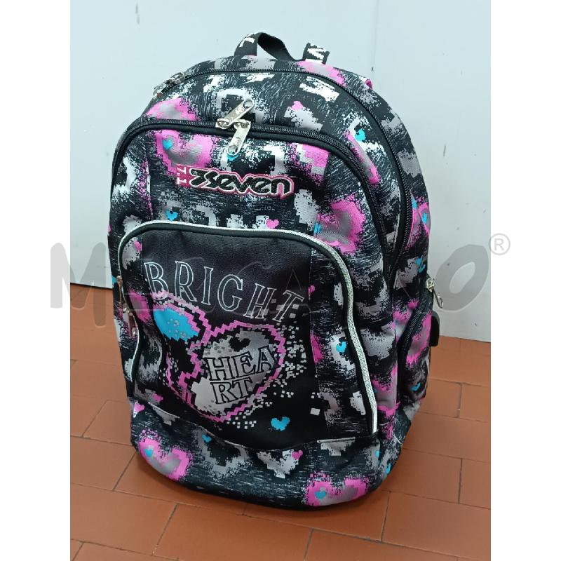 ZAINO SCUOLA 7SEVEN NERO GRIGIO E ROSA  | Mercatino dell'Usato Torino tenivelli 1