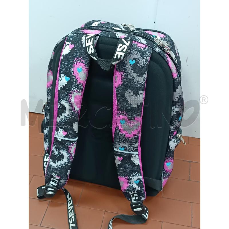 ZAINO SCUOLA 7SEVEN NERO GRIGIO E ROSA  | Mercatino dell'Usato Torino tenivelli 2