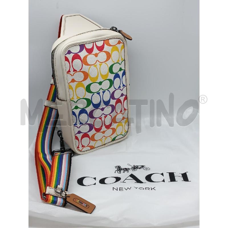 ZAINO UOMO MONOSPALLA COACH BIANCO E FANTASIA ARCOBALENO  | Mercatino dell'Usato Torino tenivelli 1