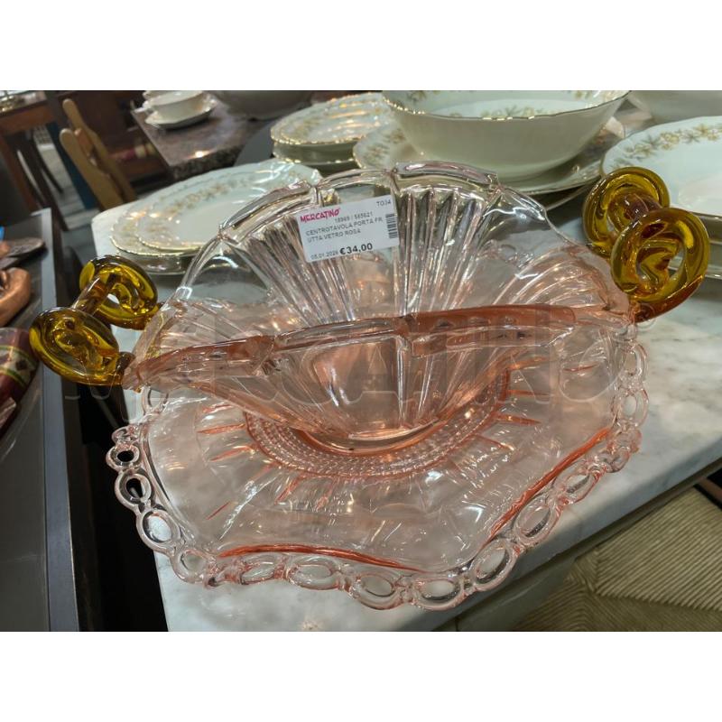 CENTROTAVOLA PORTA FRUTTA VETRO ROSA MANICI AMBRA  | Mercatino dell'Usato Nichelino bardonecchia 1