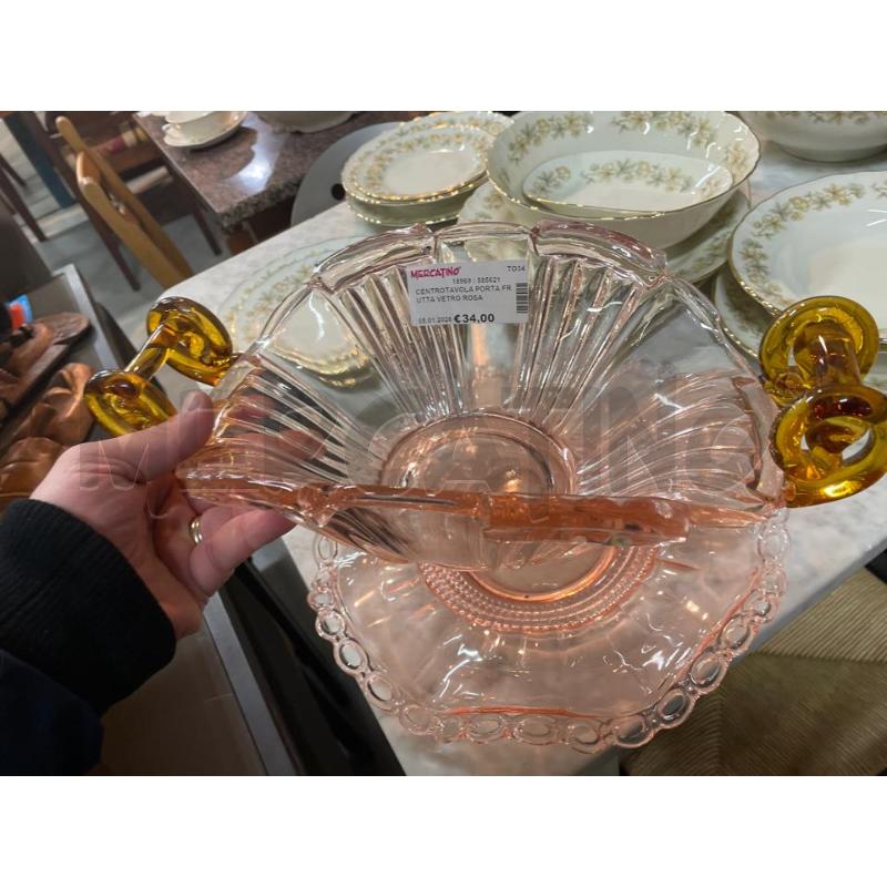 CENTROTAVOLA PORTA FRUTTA VETRO ROSA MANICI AMBRA  | Mercatino dell'Usato Nichelino bardonecchia 3