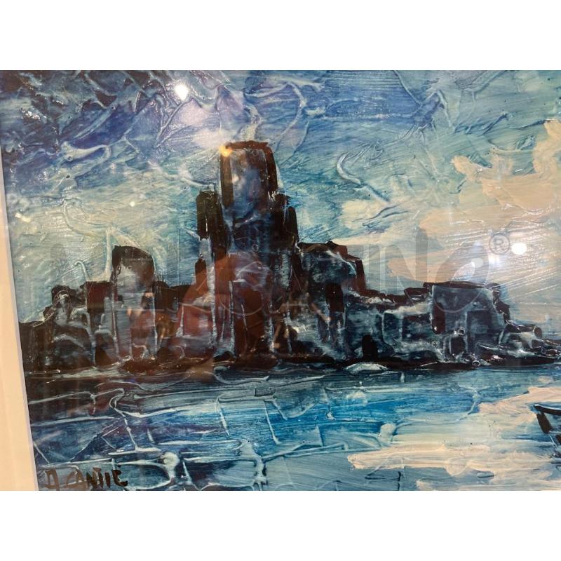 QUADRO AD OLIO CITTÀ SUL MARE  | Mercatino dell'Usato Nichelino bardonecchia 3