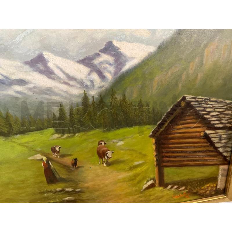 QUADRO AD OLIO PAESAGGIO MONTANO | Mercatino dell'Usato Nichelino bardonecchia 3