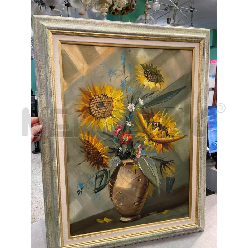 QUADRO OLIO SU TELA VASO DI GIRASOLI | Mercatino dell'Usato Nichelino bardonecchia 1