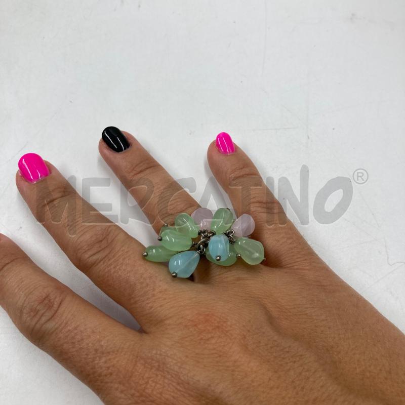ANELLO DONNA PIETRE ROSA VERDI MOBILI ARG  | Mercatino dell'Usato Carmagnola 1