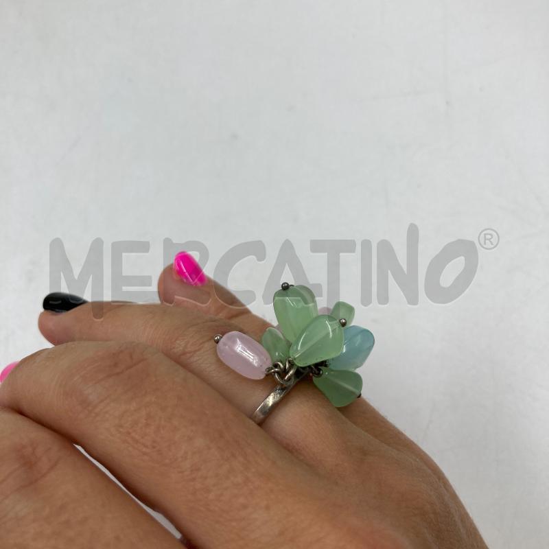 ANELLO DONNA PIETRE ROSA VERDI MOBILI ARG  | Mercatino dell'Usato Carmagnola 2