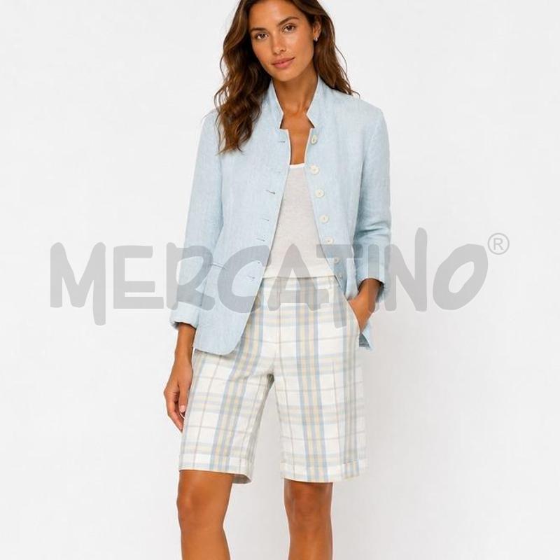 BERMUDA DONNA BURBERRY BEGIE AZZURRO  | Mercatino dell'Usato Carmagnola 1