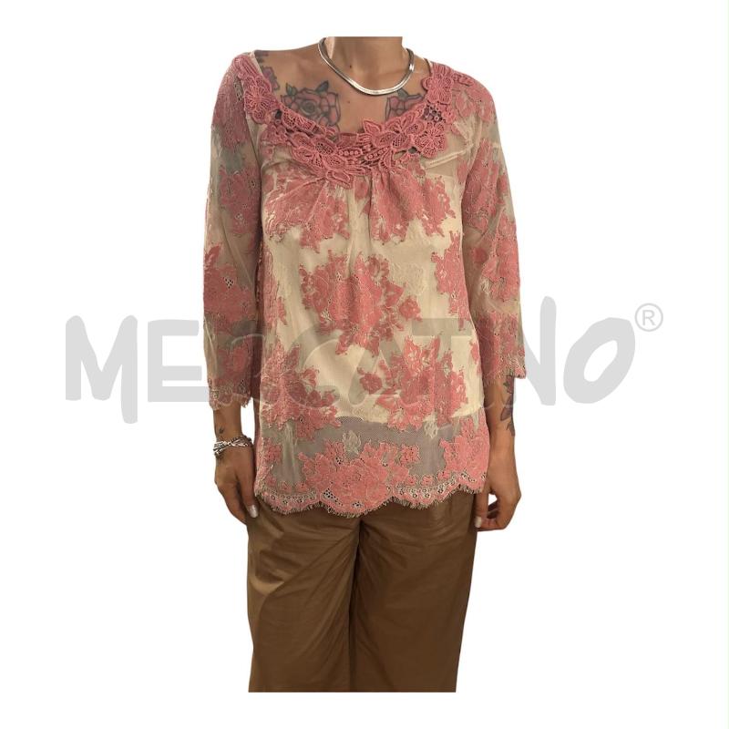 BLUSA DONNA TWINSET BEIGE RICAMO +SOTTOVESTE ROSA | Mercatino dell'Usato Carmagnola 1
