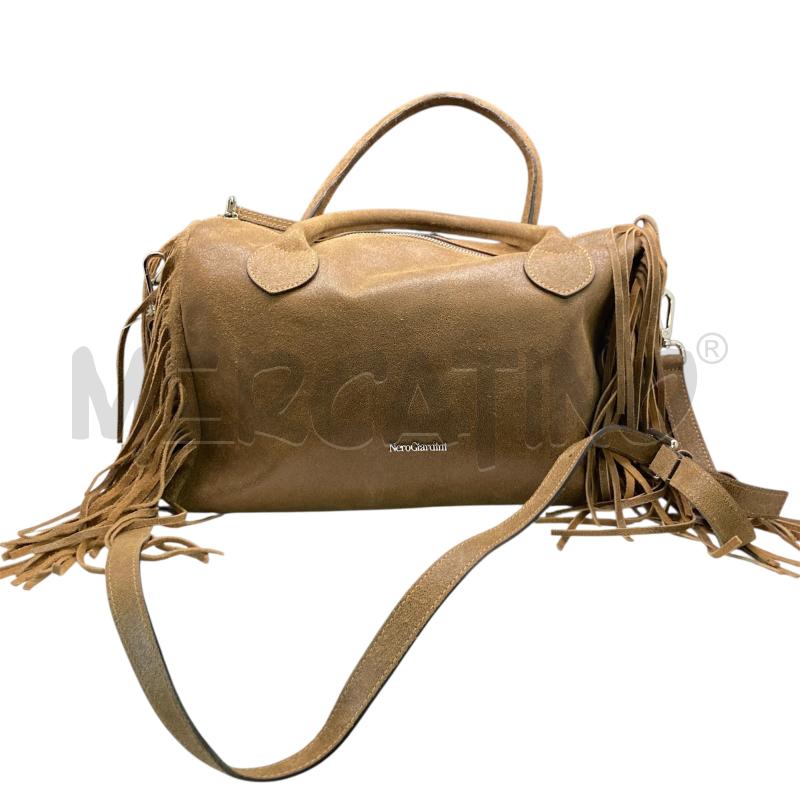 BORSA PELLE MARRONE NERO GIARDINI FRANGE  | Mercatino dell'Usato Carmagnola 1