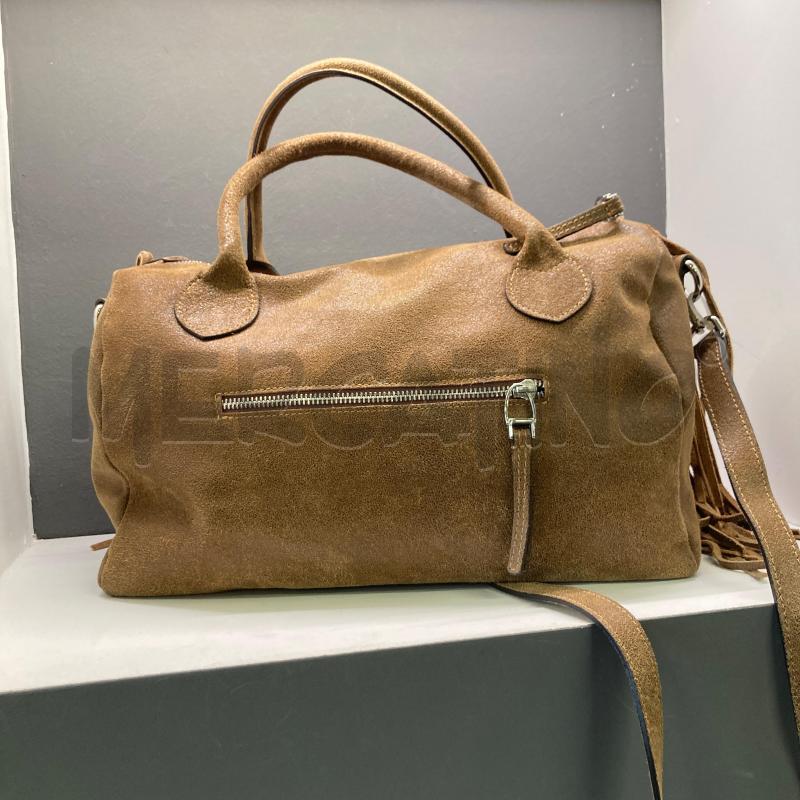 BORSA PELLE MARRONE NERO GIARDINI FRANGE  | Mercatino dell'Usato Carmagnola 2