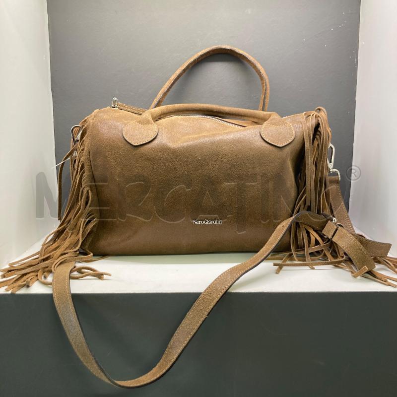 BORSA PELLE MARRONE NERO GIARDINI FRANGE  | Mercatino dell'Usato Carmagnola 4