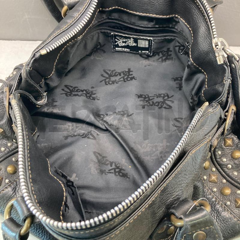 BORSA PELLE NERA BORCHIE SECRET PON PON  | Mercatino dell'Usato Carmagnola 4