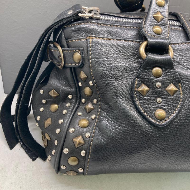 BORSA PELLE NERA BORCHIE SECRET PON PON  | Mercatino dell'Usato Carmagnola 5