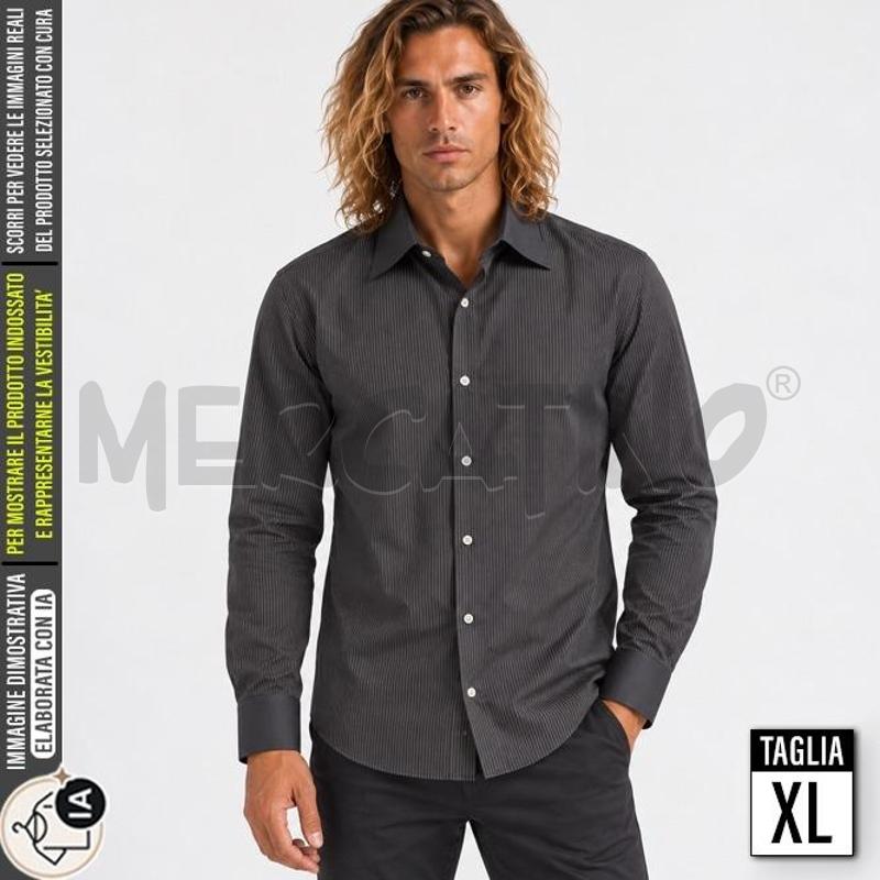 CAMICIA UOMO BARBA NERO GESSATO BIANCO | Mercatino dell'Usato Carmagnola 1