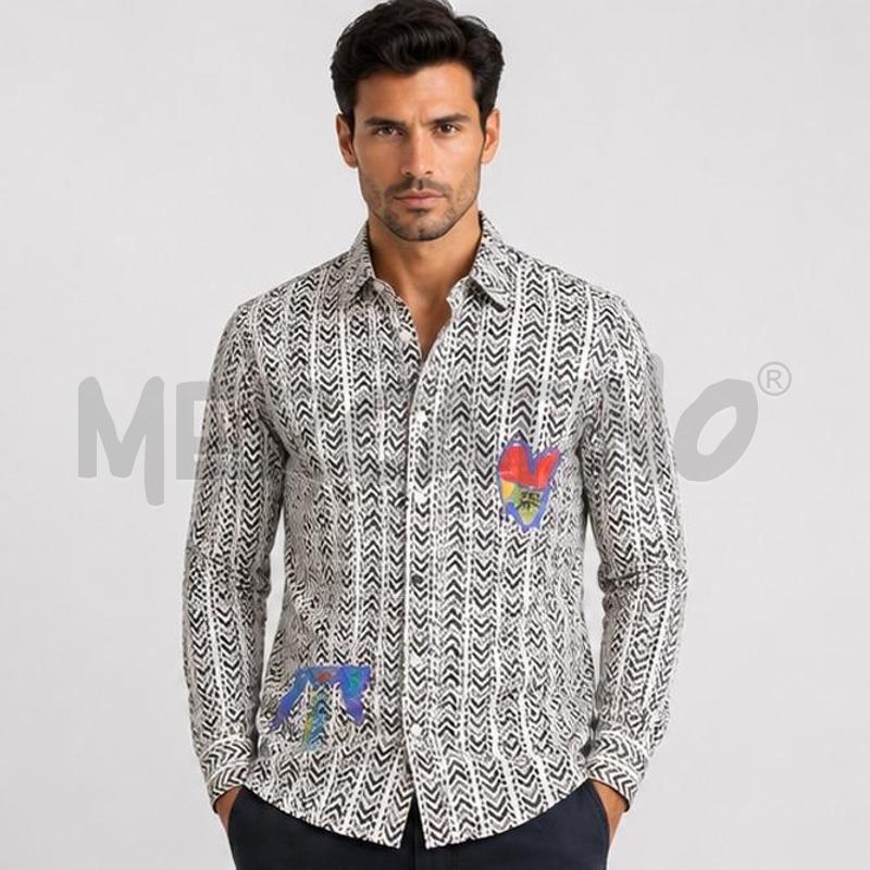 CAMICIA UOMO BIANCA NERA DESIGUAL M/L | Mercatino dell'Usato Carmagnola 1