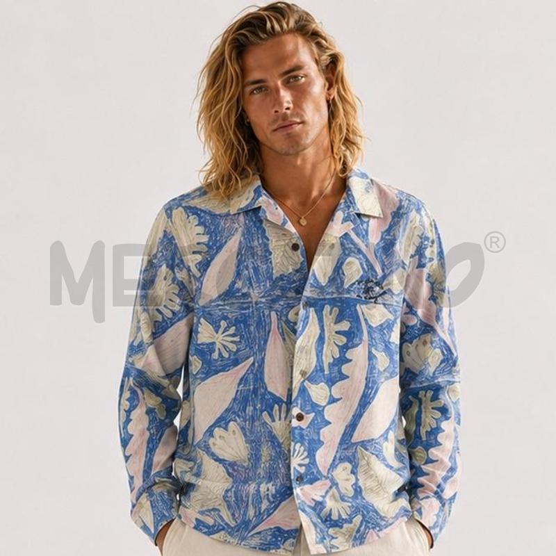 CAMICIA UOMO DESIGUAL BIANCA STAMPA AZ/RS PASTELLO  | Mercatino dell'Usato Carmagnola 1