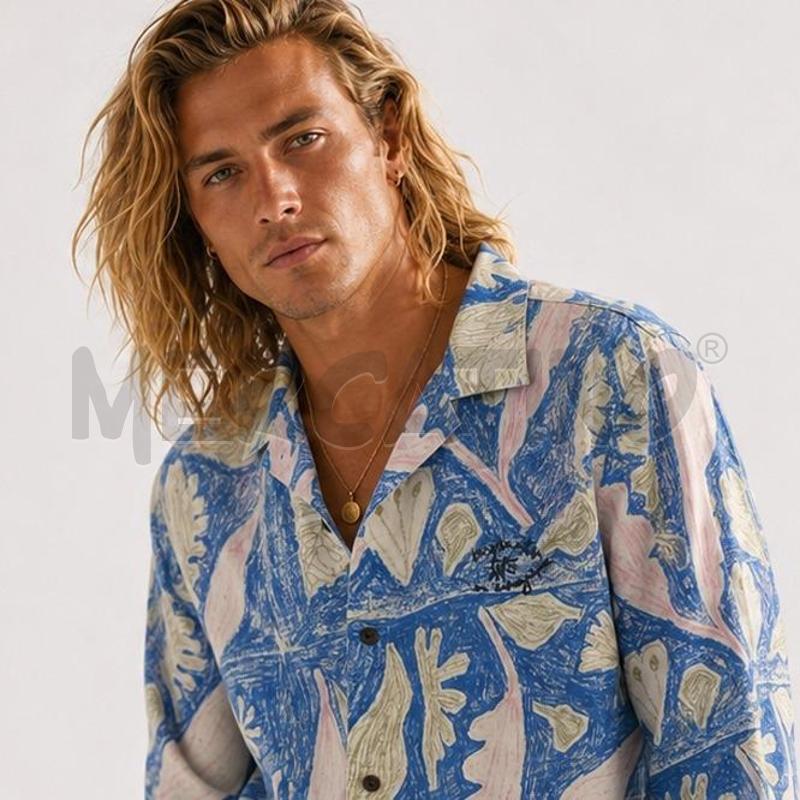 CAMICIA UOMO DESIGUAL BIANCA STAMPA AZ/RS PASTELLO  | Mercatino dell'Usato Carmagnola 3