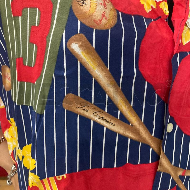 CAMICIA UOMO ROSSA LES COPAINS STAMPE RIGEH FIORI GIALLI  | Mercatino dell'Usato Carmagnola 3