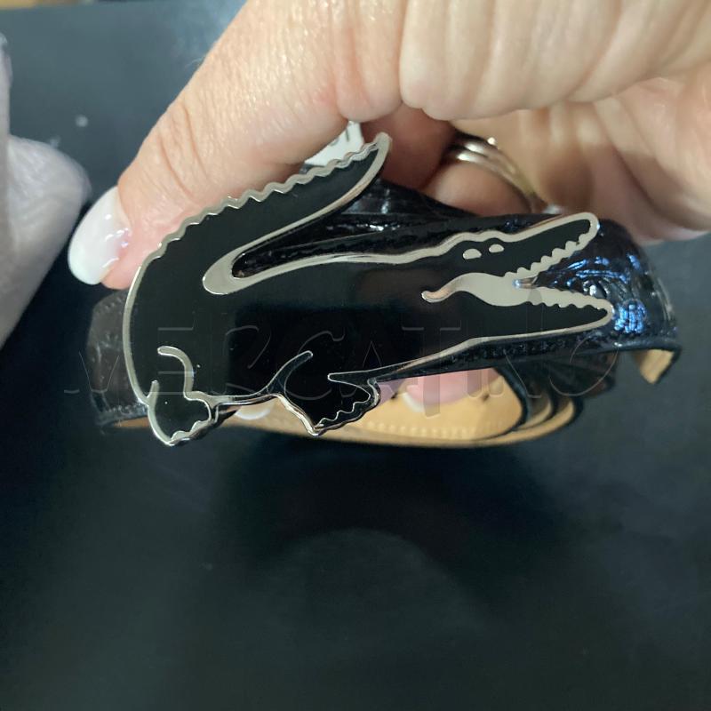CINTURINO NERO SOTTILE LACOSTE FIBBIA COCCO  | Mercatino dell'Usato Carmagnola 1