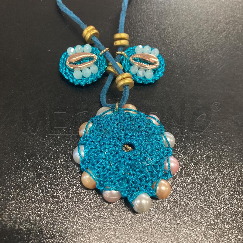 COLLANA AZZURRA UNCINETTO FATTA A MANO CONCHIGLIE | Mercatino dell'Usato Carmagnola 4