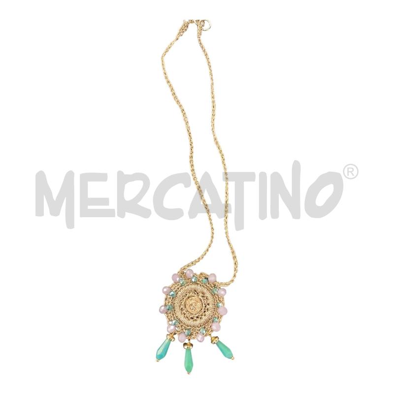 COLLANA FATTA A MANO UNCINETTO ORO PENDENTI AZZURRI | Mercatino dell'Usato Carmagnola 2