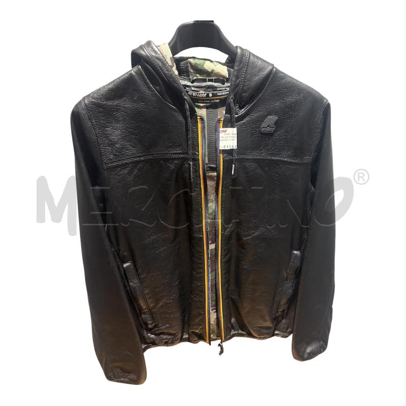 GIACCA PELLE UOMO NERO PELLE KWAY CAPPUCCIO  | Mercatino dell'Usato Carmagnola 1