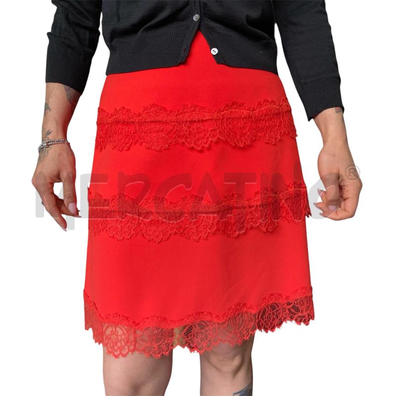 GONNA DONNA ELISABETTA FRANCHI PIZZO ROSSO CORALLO  | Mercatino dell'Usato Carmagnola 1