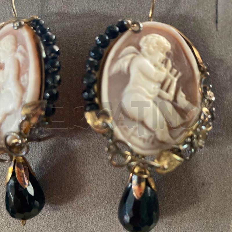 ORECCHINI CAMEO ARGENTO ANGELO PENDENTE ONICE  | Mercatino dell'Usato Carmagnola 5