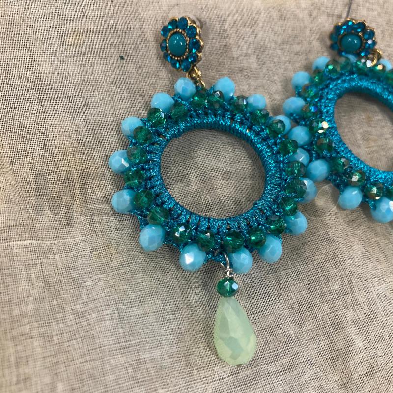 ORECCHINI FATTO A MANO UNCINETTO BLU PENDENTE  | Mercatino dell'Usato Carmagnola 4