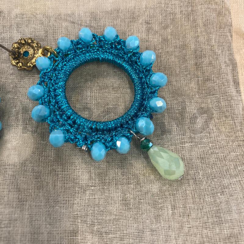 ORECCHINI FATTO A MANO UNCINETTO BLU PENDENTE  | Mercatino dell'Usato Carmagnola 5