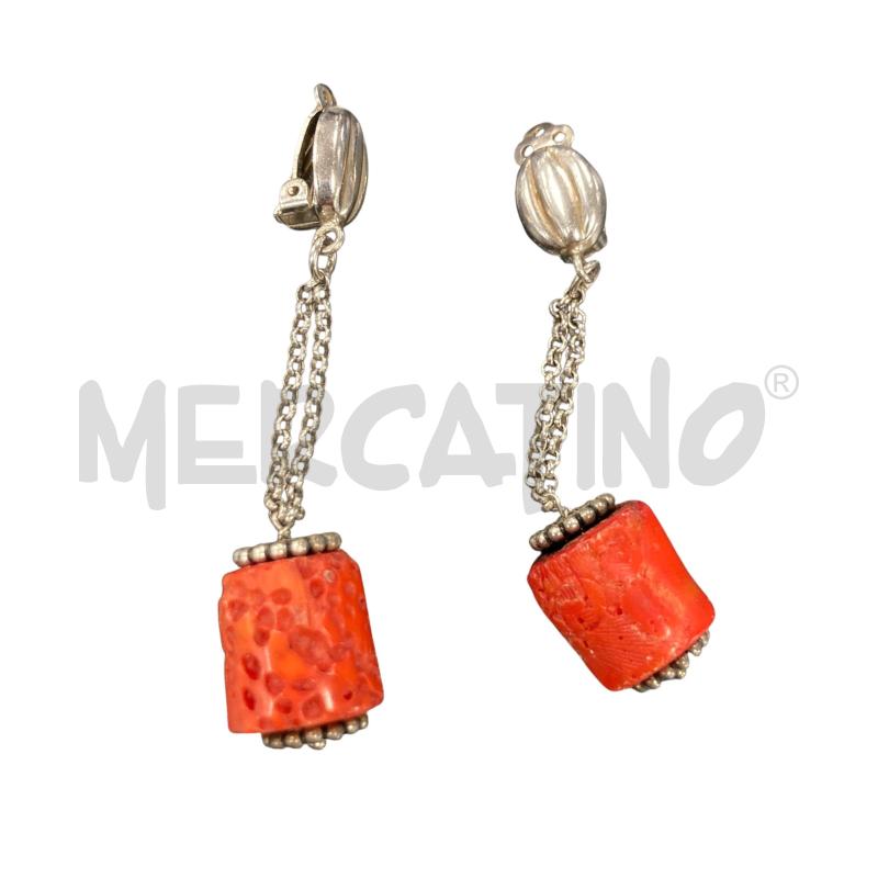 ORECCHINI KLIPS LUNGI CORALLO BAMBOO | Mercatino dell'Usato Carmagnola 1