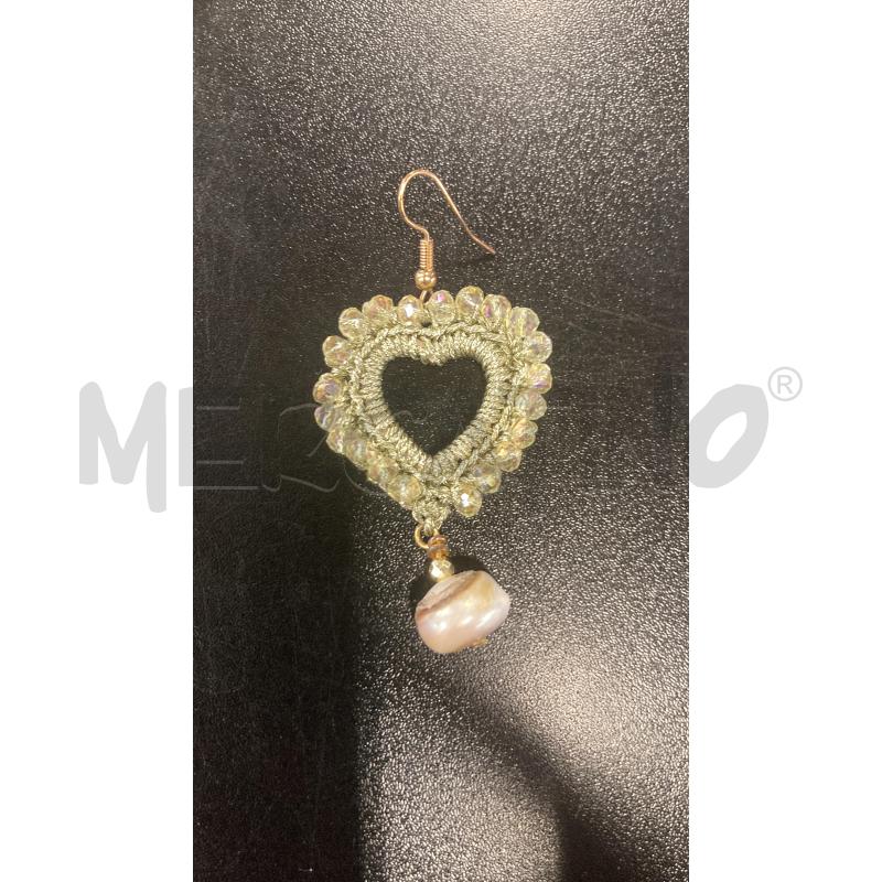 ORECCHINI UNCINETTO CUORE VERDINO PERLA PENDENTE | Mercatino dell'Usato Carmagnola 2