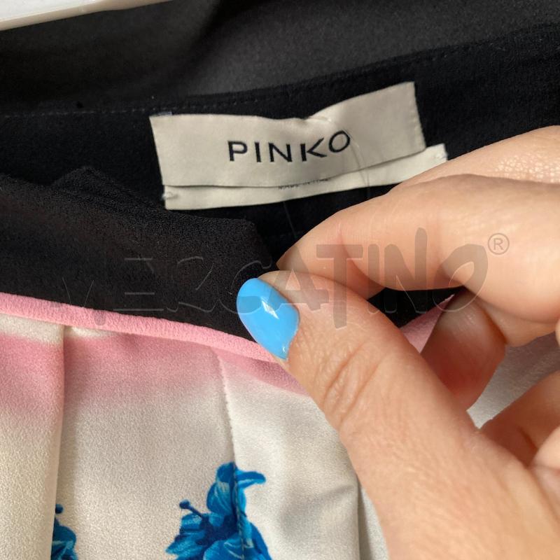 PANTALONE DONNA PINKO BIANCO FIORI BLU PIZZO FASCIA ROSA  | Mercatino dell'Usato Carmagnola 4