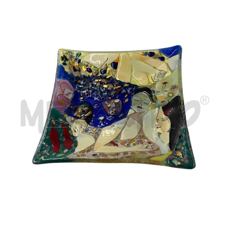 PIATTINO VETRO ARTISTICO OMAGGIO A KLIMT CM.16X16 | Mercatino dell'Usato Carmagnola 1