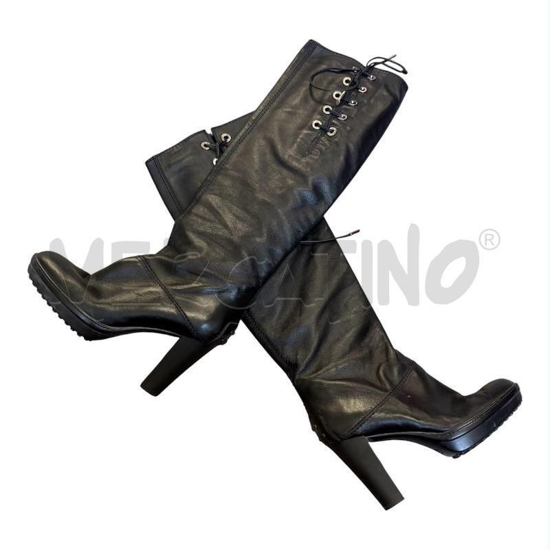 STIVALI DONNA TOD'S NERO PELLE LACCI LATERALI | Mercatino dell'Usato Carmagnola 1