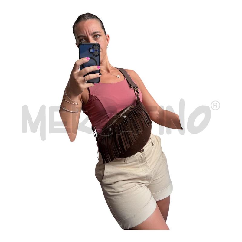 TRACOLLA DONNA MADE IN ITALY MARRONE SCAMOSCIATO FRANGE | Mercatino dell'Usato Carmagnola 1